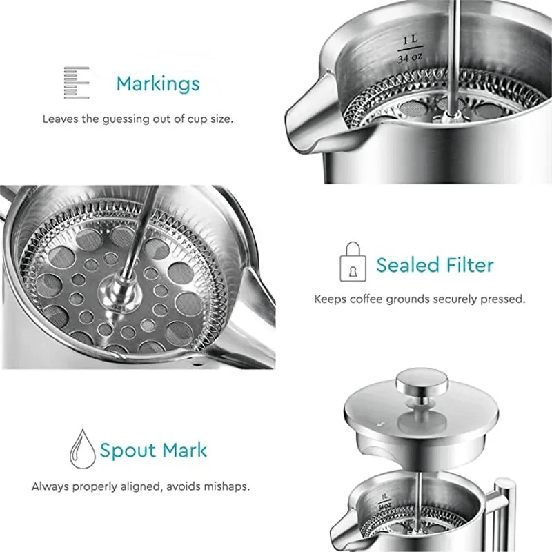 French Steel Press Coffee Maker